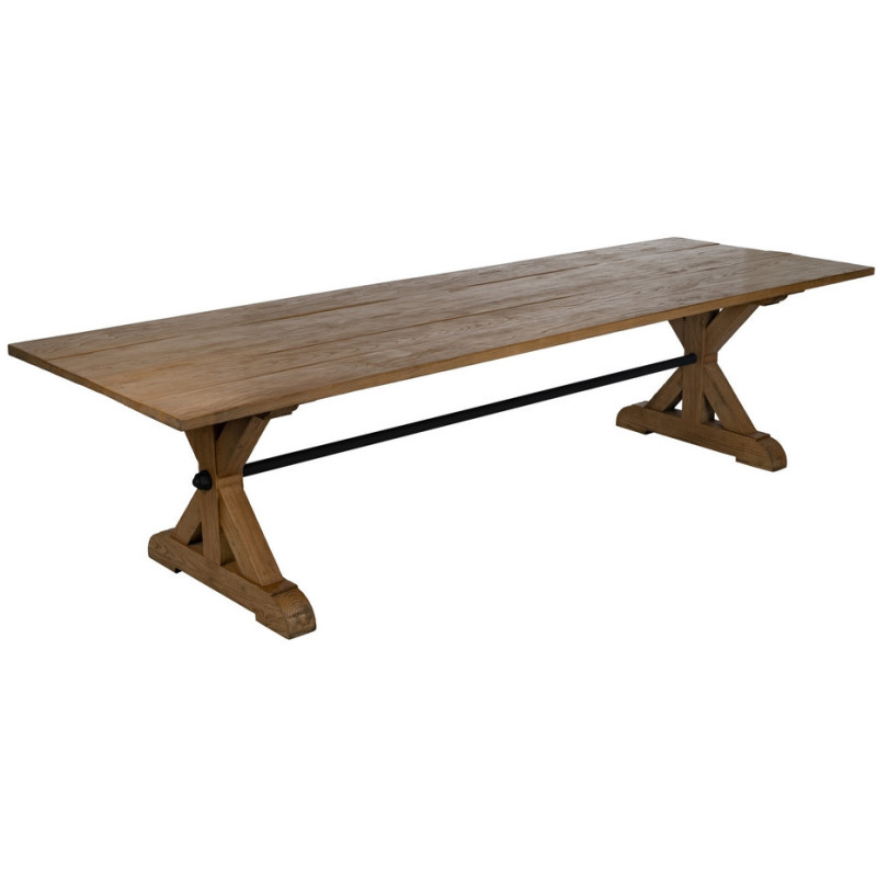 Grande Table à manger rustique chic Rectangulaire 12 personnes en Bois de chêne recyclé Marron Métal Noir Zuelia - 2