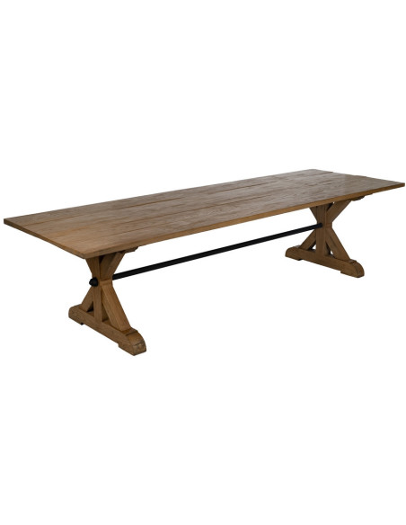 Grande Table à manger rustique chic Rectangulaire 12 personnes en Bois de chêne recyclé Marron Métal Noir Zuelia - 2