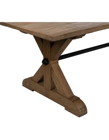 Grande Table à manger rustique chic Rectangulaire 12 personnes en Bois de chêne recyclé Marron Métal Noir Zuelia - 4