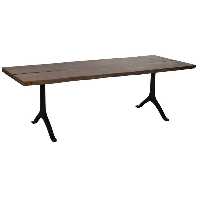 Grande Table à manger industrielle Rectangulaire 8 personnes en Bois de suar Marron Métal Noir Mirta - 2