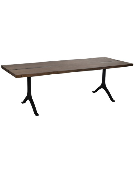 Grande Table à manger industrielle Rectangulaire 8 personnes en Bois de suar Marron Métal Noir Mirta - 2