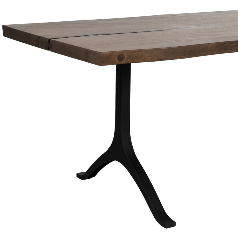 Grande Table à manger industrielle Rectangulaire 8 personnes en Bois de suar Marron Métal Noir Mirta - 6