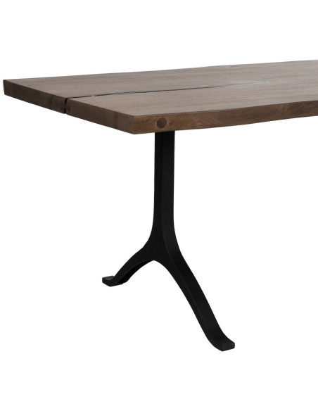 Grande Table à manger industrielle Rectangulaire 8 personnes en Bois de suar Marron Métal Noir Mirta - 6