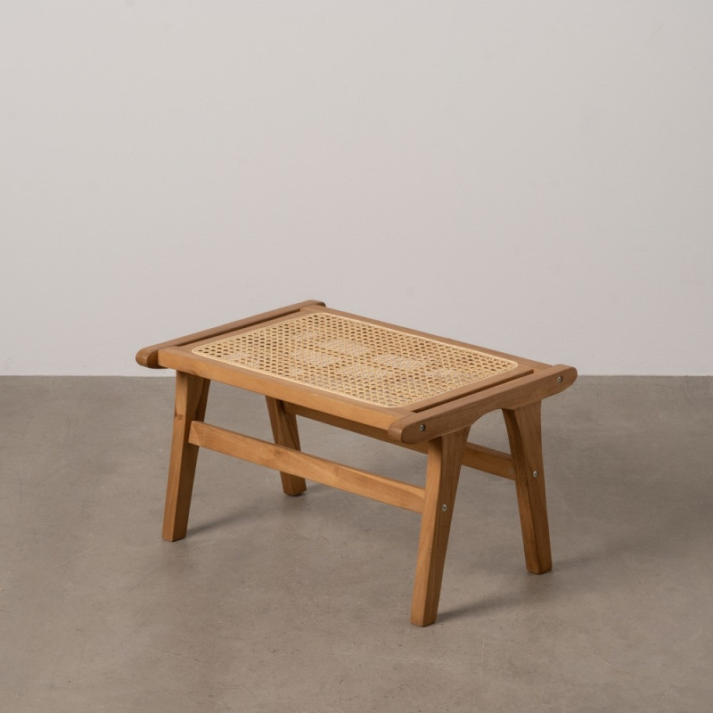 Repose-pieds moderne en Bois de teck Rotin Naturel Cannage Bayo - 2