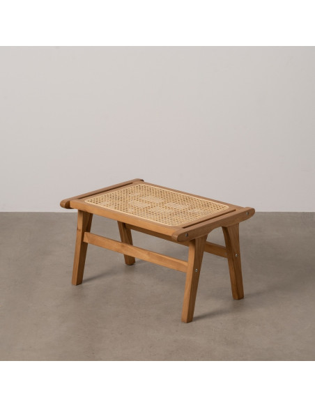 Repose-pieds moderne en Bois de teck Rotin Naturel Cannage Bayo - 2