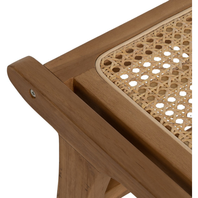 Repose-pieds moderne en Bois de teck Rotin Naturel Cannage Bayo - 3