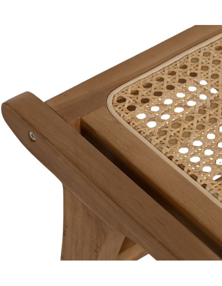 Repose-pieds moderne en Bois de teck Rotin Naturel Cannage Bayo - 3
