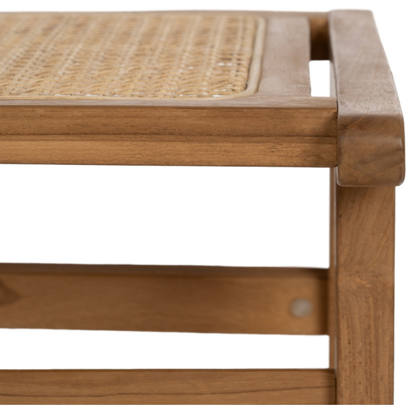 Repose-pieds moderne en Bois de teck Rotin Naturel Cannage Bayo - 5