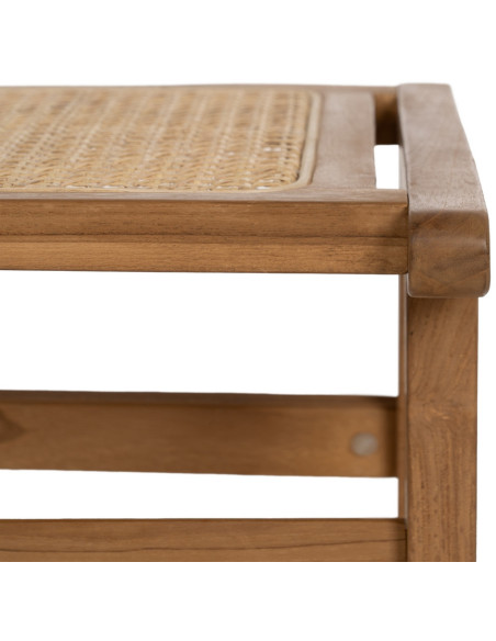 Repose-pieds moderne en Bois de teck Rotin Naturel Cannage Bayo - 5