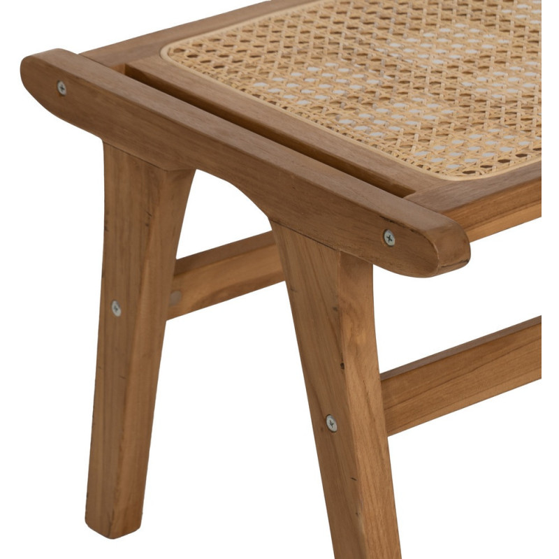 Repose-pieds moderne en Bois de teck Rotin Naturel Cannage Bayo - 6