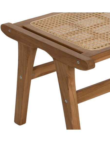Repose-pieds moderne en Bois de teck Rotin Naturel Cannage Bayo - 6