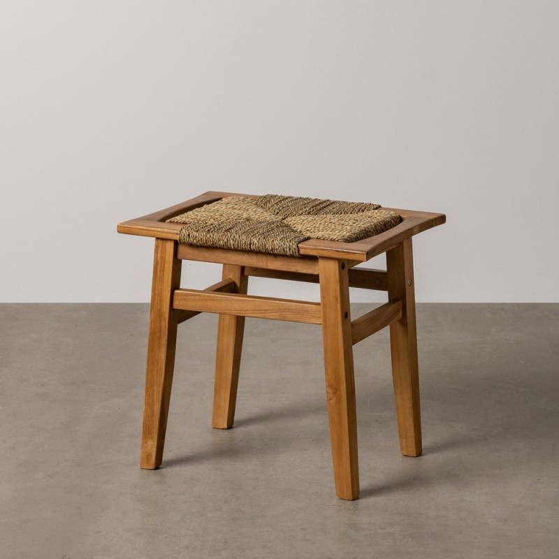 Tabouret moderne en Bois de teck Naturel Fibre de mendong Natural Woodwood - 2