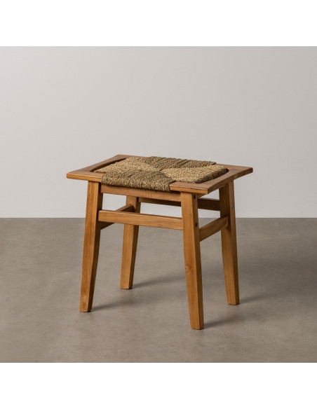 Tabouret moderne en Bois de teck Naturel Fibre de mendong Natural Woodwood - 2