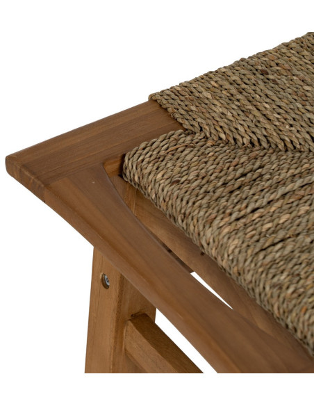 Tabouret moderne en Bois de teck Naturel Fibre de mendong Natural Woodwood - 3