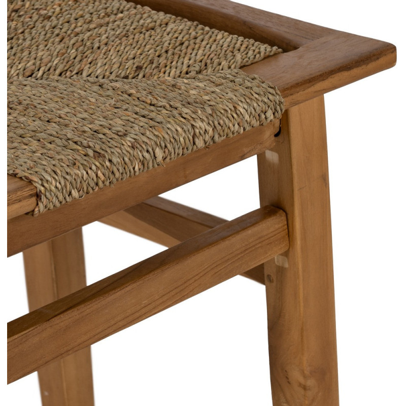 Tabouret moderne en Bois de teck Naturel Fibre de mendong Natural Woodwood - 4