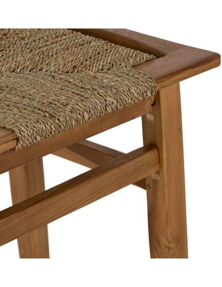 Tabouret moderne en Bois de teck Naturel Fibre de mendong Natural Woodwood - 4