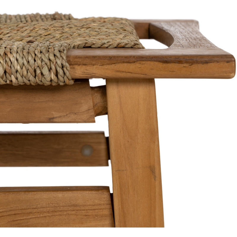 Tabouret moderne en Bois de teck Naturel Fibre de mendong Natural Woodwood - 5