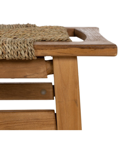 Tabouret moderne en Bois de teck Naturel Fibre de mendong Natural Woodwood - 5