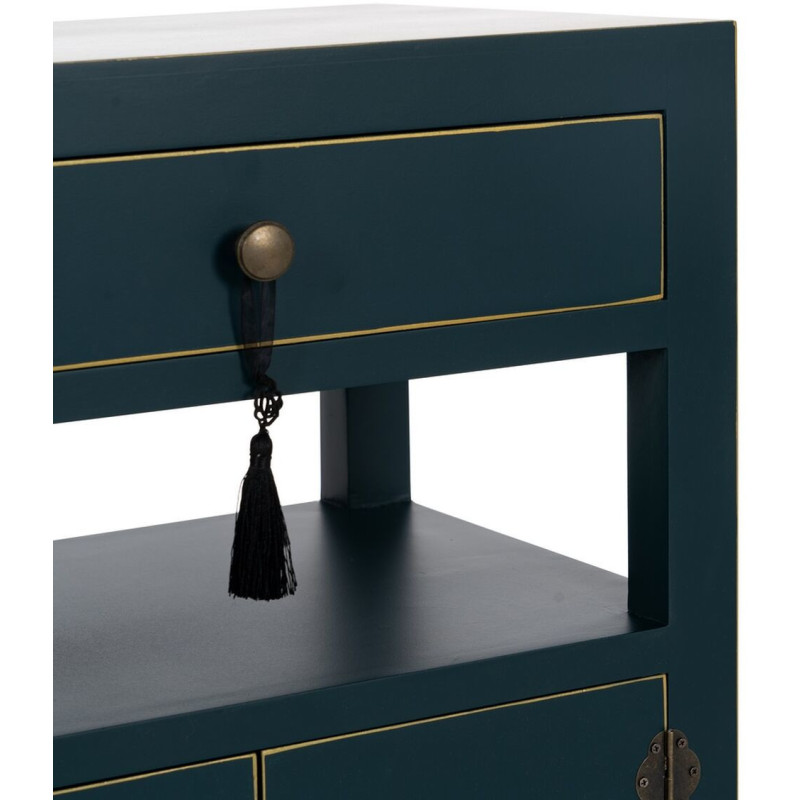 Chevet 2 portes 1 tiroir 1 étagère en Bois de sapin Bleu Oriente - 2