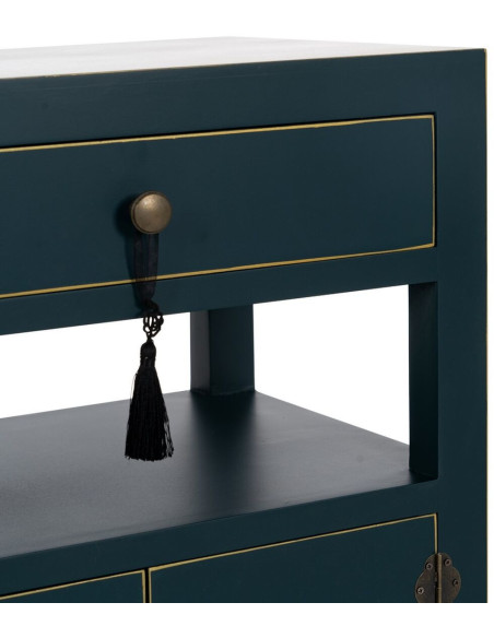 Chevet 2 portes 1 tiroir 1 étagère en Bois de sapin Bleu Oriente - 2