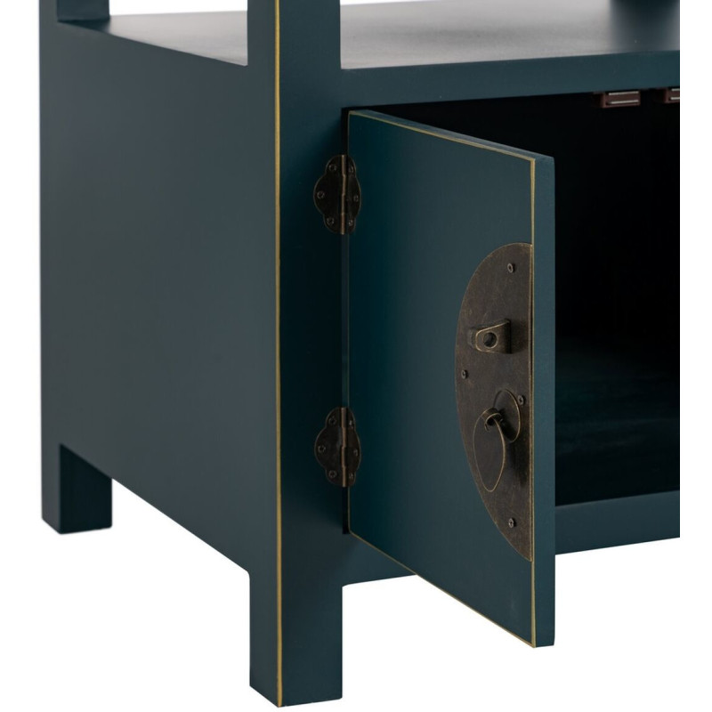 Chevet 2 portes 1 tiroir 1 étagère en Bois de sapin Bleu Oriente - 3