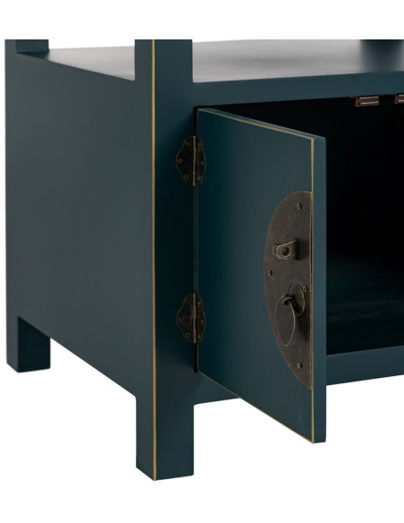 Chevet 2 portes 1 tiroir 1 étagère en Bois de sapin Bleu Oriente - 3