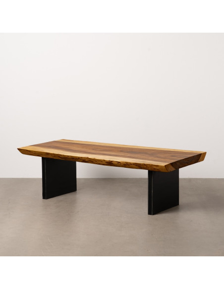 Grande Table basse rustique chic Rectangulaire en Bois de suar Naturel Métal Noir Amaya - 1