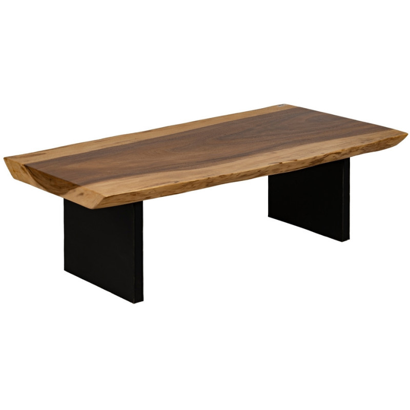 Grande Table basse rustique chic Rectangulaire en Bois de suar Naturel Métal Noir Amaya - 2