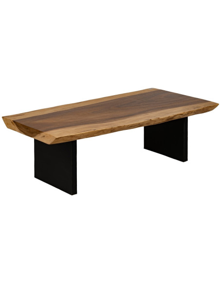 Grande Table basse rustique chic Rectangulaire en Bois de suar Naturel Métal Noir Amaya - 2