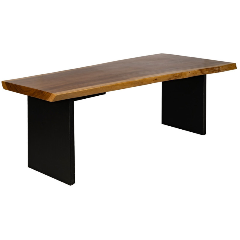 Grande Table à manger rustique chic Rectangulaire 8 personnes en Bois de suar Naturel Métal Noir Amaya - 2