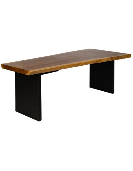Grande Table à manger rustique chic Rectangulaire 8 personnes en Bois de suar Naturel Métal Noir Amaya - 2
