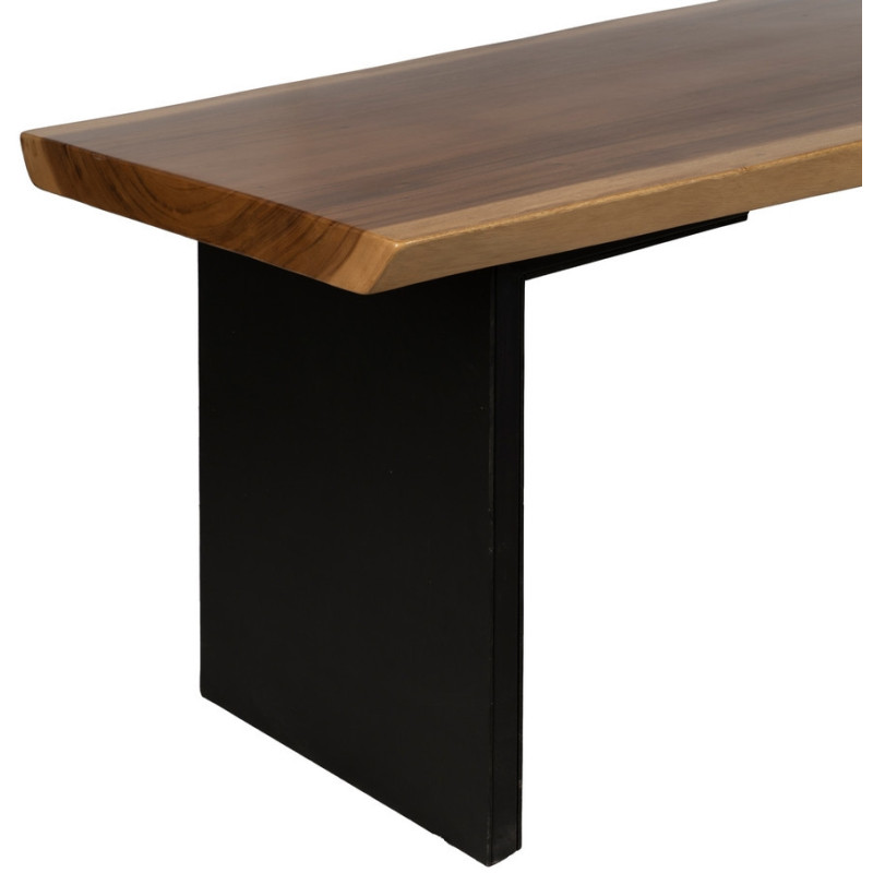Grande Table à manger rustique chic Rectangulaire 8 personnes en Bois de suar Naturel Métal Noir Amaya - 4