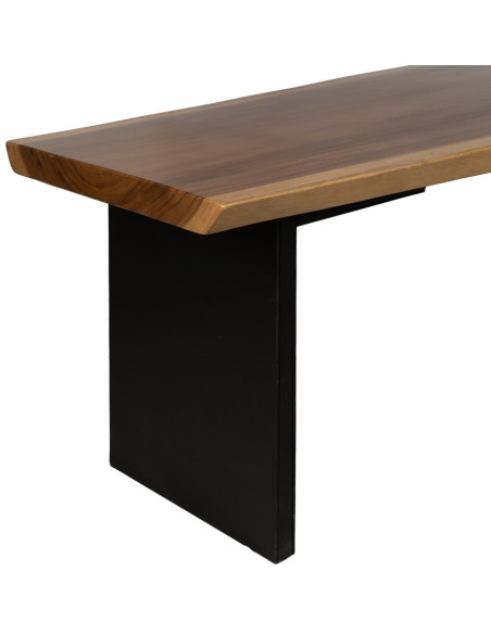 Grande Table à manger rustique chic Rectangulaire 8 personnes en Bois de suar Naturel Métal Noir Amaya - 4