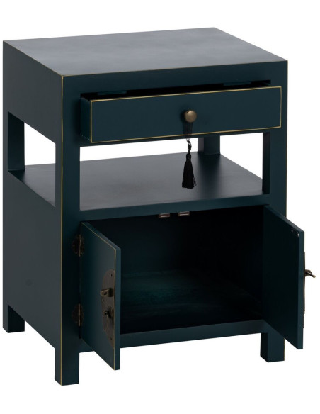 Chevet 2 portes 1 tiroir 1 étagère en Bois de sapin Bleu Oriente - 8