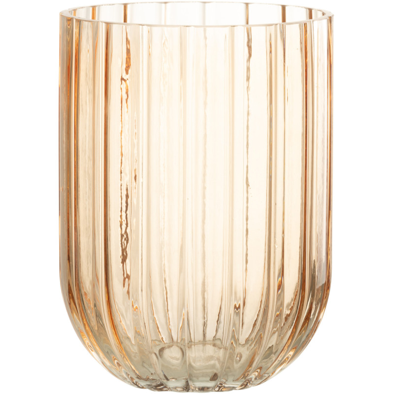 Vase Cylindrique Yari Hauteur 20 cm en Verre Pêche - 1