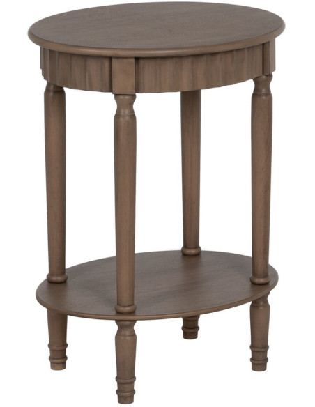 Table d'appoint Ovale 1 étagère en Bois de pin Marron Margy - 1