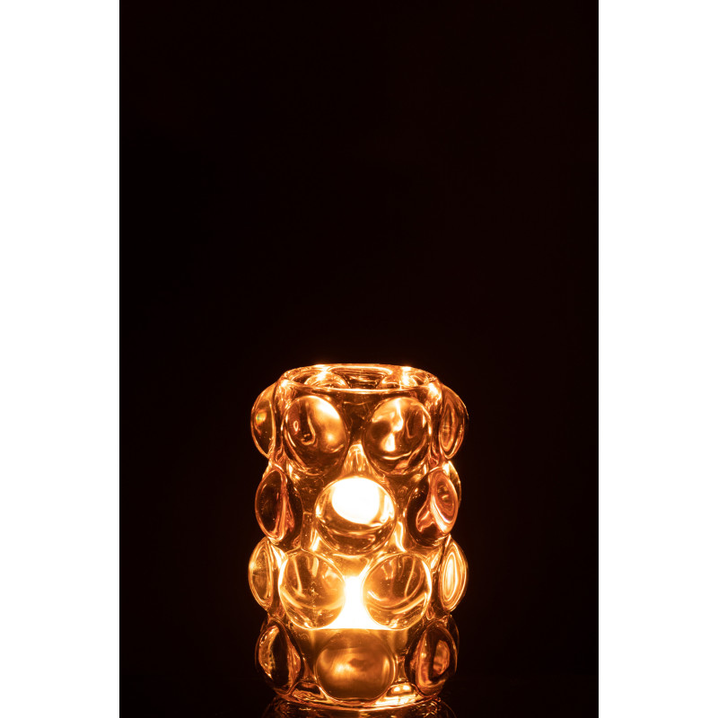 Photophore moderne boules relief en verre rose 12 cm - 3