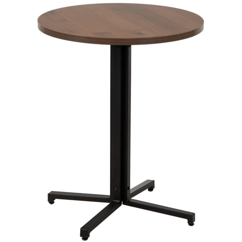 Table à manger Ronde 2 personnes en Bois Naturel Métal Noir Dulcia - 1