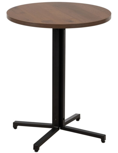 Table à manger Ronde 2 personnes en Bois Naturel Métal Noir Dulcia - 1