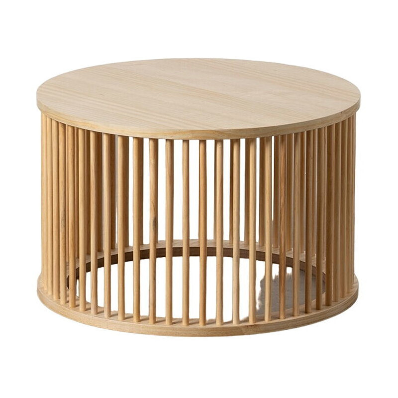 Table basse Ronde 60 cm en Bois de pin Naturel Stick - 1