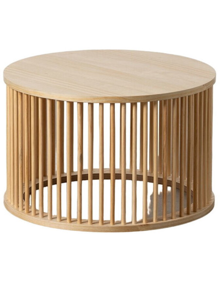 Table basse Ronde 60 cm en Bois de pin Naturel Stick - 1