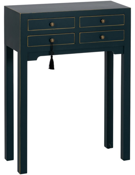 Console Rectangulaire 4 tiroirs en Bois de sapin Bleu Oriente - 1