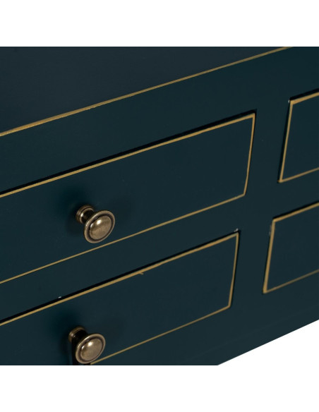 Console Rectangulaire 4 tiroirs en Bois de sapin Bleu Oriente - 5