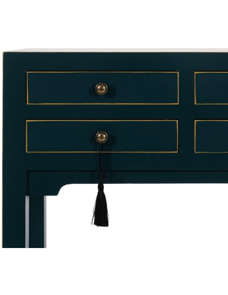 Console Rectangulaire 4 tiroirs en Bois de sapin Bleu Oriente - 7