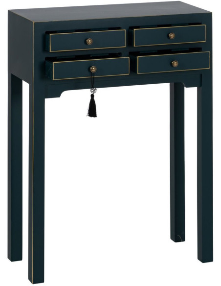 Console Rectangulaire 4 tiroirs en Bois de sapin Bleu Oriente - 8