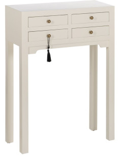 Console Rectangulaire 4 tiroirs en Bois de sapin Blanc Oriente - 1