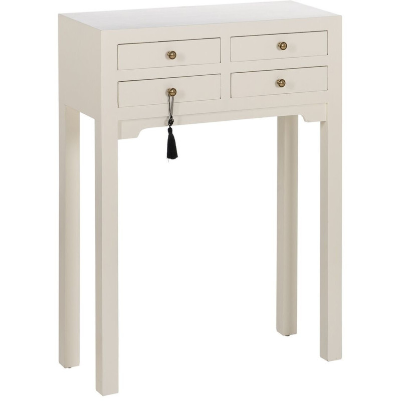 Console Rectangulaire 4 tiroirs en Bois de sapin Blanc Oriente - 1