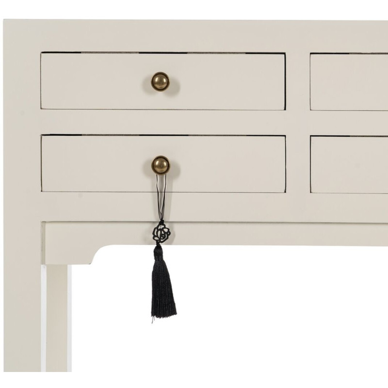 Console Rectangulaire 4 tiroirs en Bois de sapin Blanc Oriente - 4