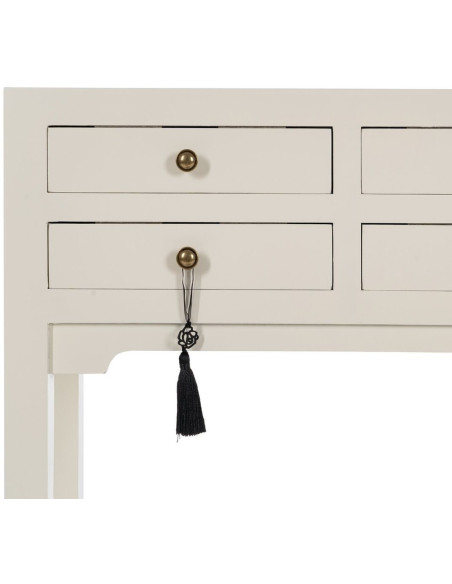 Console Rectangulaire 4 tiroirs en Bois de sapin Blanc Oriente - 4