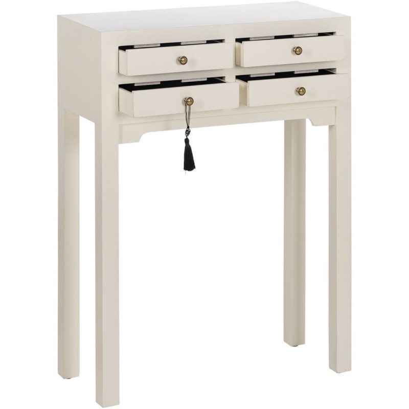 Console Rectangulaire 4 tiroirs en Bois de sapin Blanc Oriente - 6